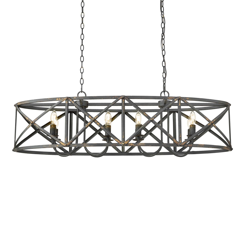 Golden Lighting Alcott 8-light Island Light in Antique Black Iron